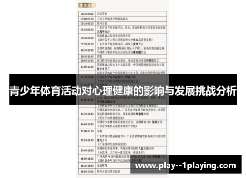 青少年体育活动对心理健康的影响与发展挑战分析